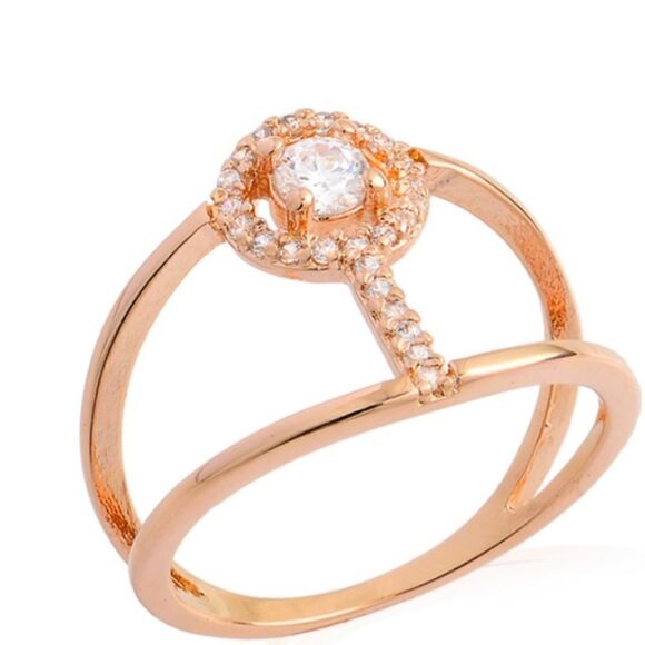 ZIRCONIA VERSATILE RING + ROSE GOLD PLATED size 7 & 8 - Picture 1 of 12